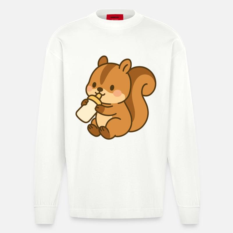 Fläschchen-Flauschehörnchen - Heavyweight Oversized Organic Langarmshirt Made in EU - OFF WHITE