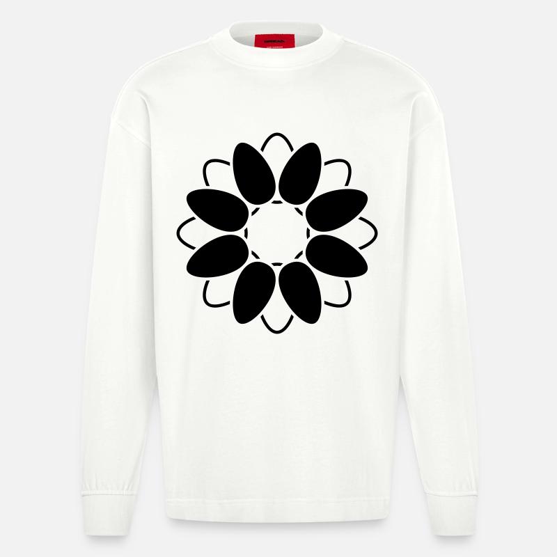 Fleur Ouverte Fleur Graphique Abstrait - Manches longues bio épais oversize fabriqué en UE - OFF WHITE
