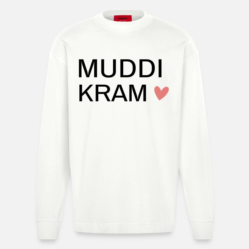 MUDDi KRAM! Personalisierbar - Heavyweight Oversized Organic Langarmshirt Made in EU - OFF WHITE