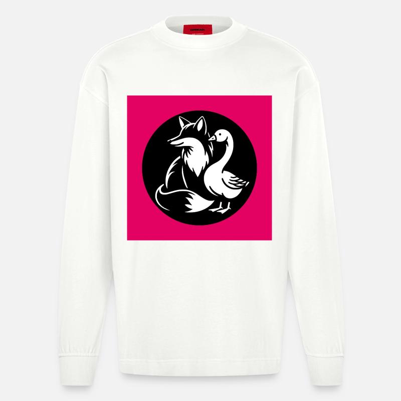 Fuchs und Gans in Freundschaft - Heavyweight Oversized Organic Langarmshirt Made in EU - OFF WHITE