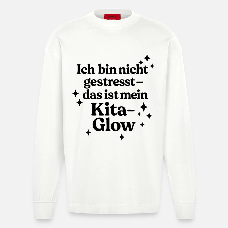 Ich bin nicht gestresst... - Heavyweight Oversized Organic Langarmshirt Made in EU - OFF WHITE