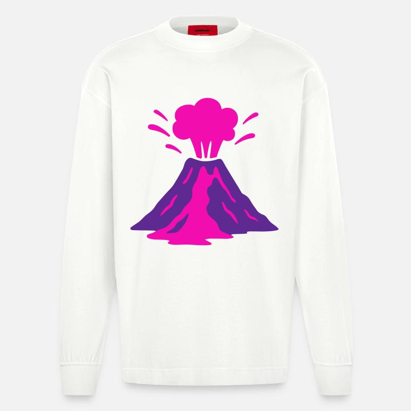 Vulkanausbruch in pink - Heavyweight Oversized Organic Langarmshirt Made in EU - OFF WHITE