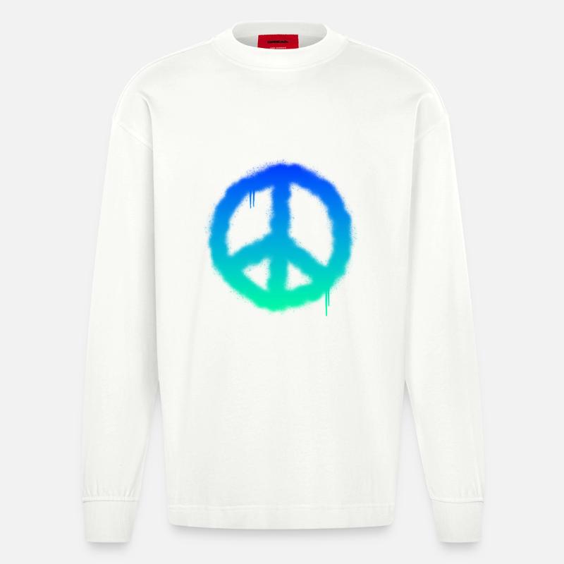 Das Graffiti Friedenszeichen - Heavyweight Oversized Organic Langarmshirt Made in EU - OFF WHITE