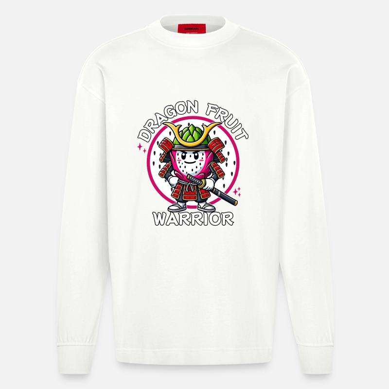 Must-have Dragon Fruit Warrior Samurai - Heavyweight Oversized Organic Langarmshirt Made in EU - OFF WHITE