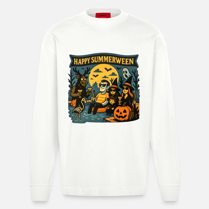 Happy Summerween - Heavyweight Oversized Organic Langarmshirt Made in EU - OFF WHITE