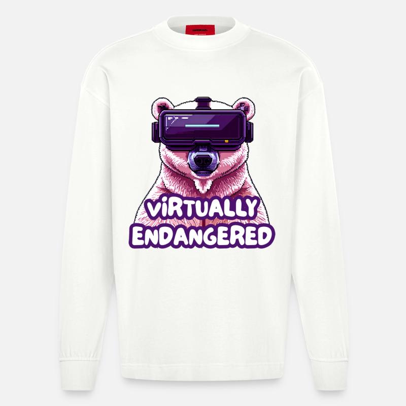 Virtually Endangered - Heavyweight Oversized Organic Langarmshirt Made in EU - OFF WHITE