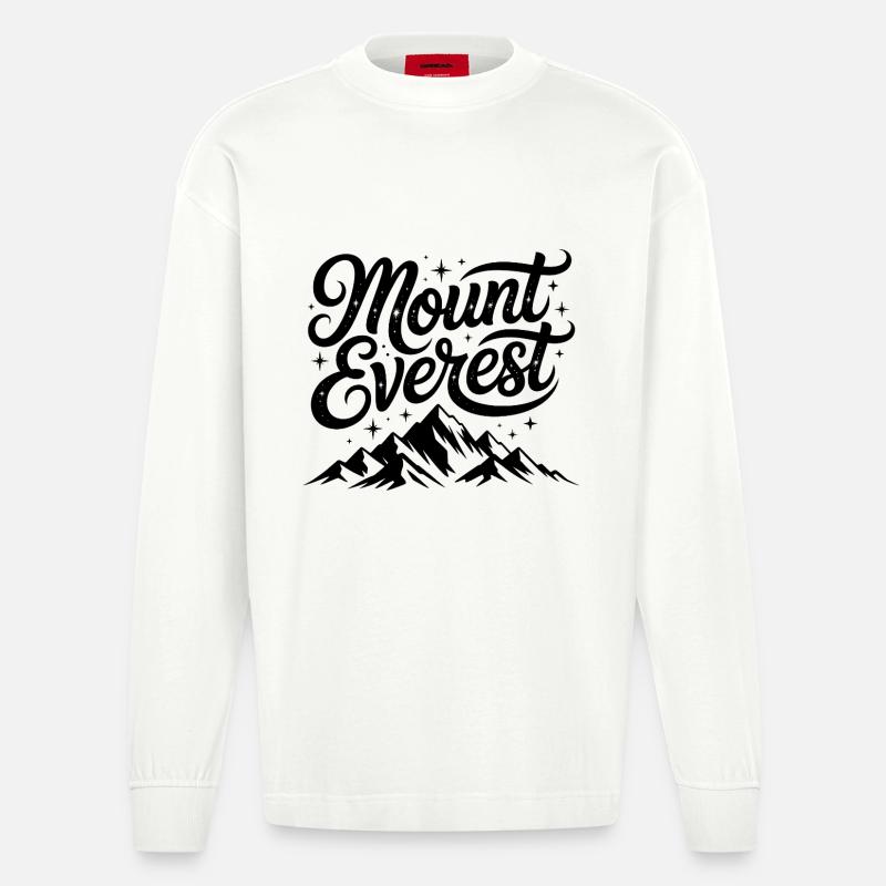 Mont Everest - Conception de souvenirs - Manches longues bio épais oversize fabriqué en UE - OFF WHITE