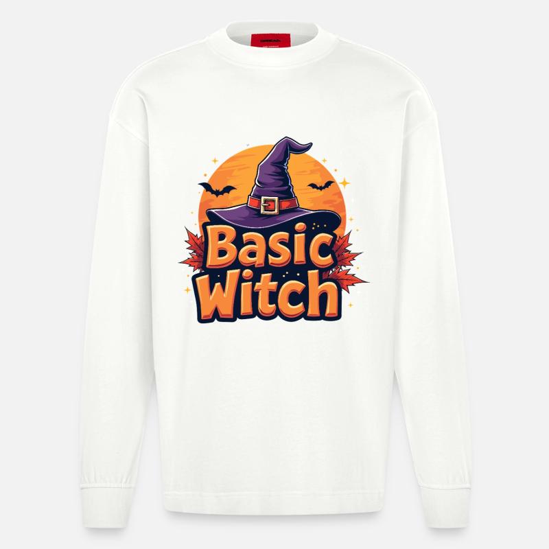 Basic Witch Halloween-Spruch - Heavyweight Oversized Organic Langarmshirt Made in EU - OFF WHITE