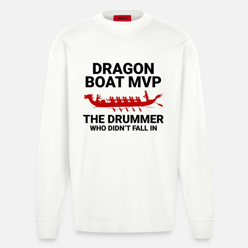 Drachenboot-Trommler - Heavyweight Oversized Organic Langarmshirt Made in EU - OFF WHITE
