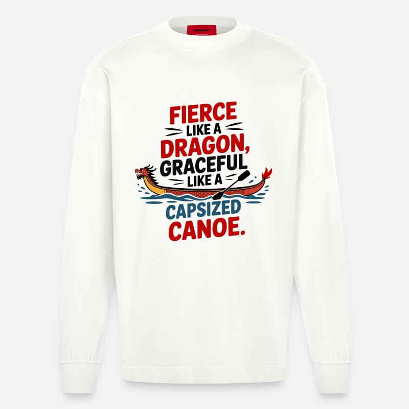 Das Team des Drachenbootfestivals - Heavyweight Oversized Organic Langarmshirt Made in EU - OFF WHITE