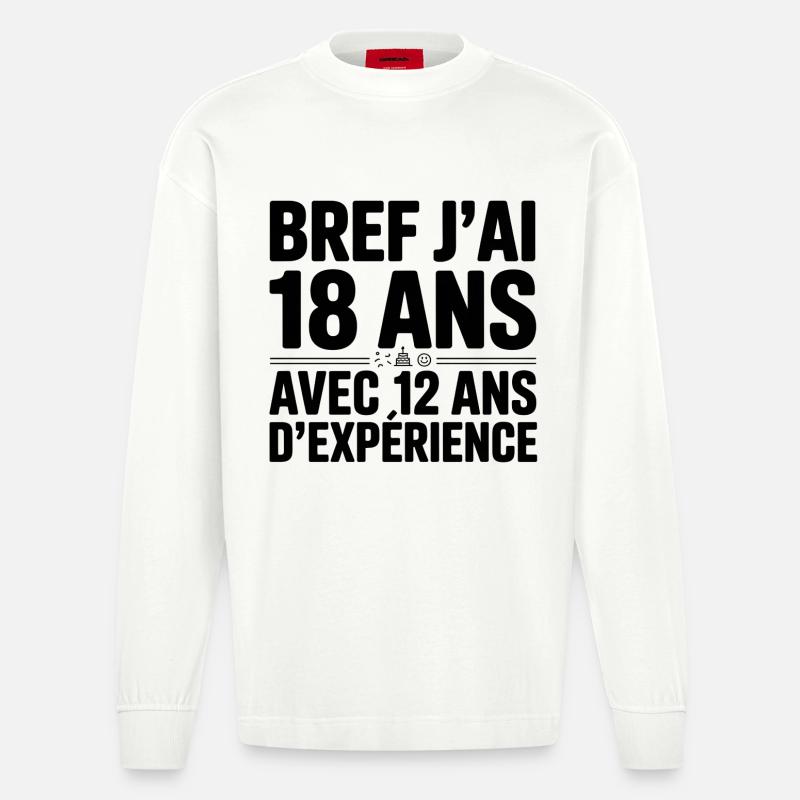 18 Ans avec 12 Ans d'Expérience - Manches longues bio épais oversize fabriqué en UE - OFF WHITE