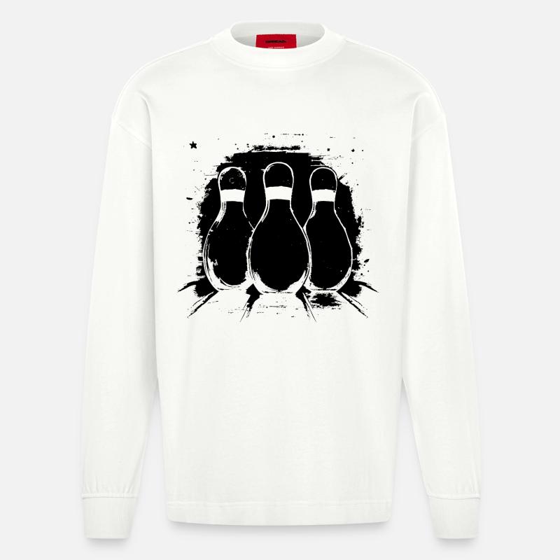 Graphiques de bowling - Manches longues bio épais oversize fabriqué en UE - OFF WHITE