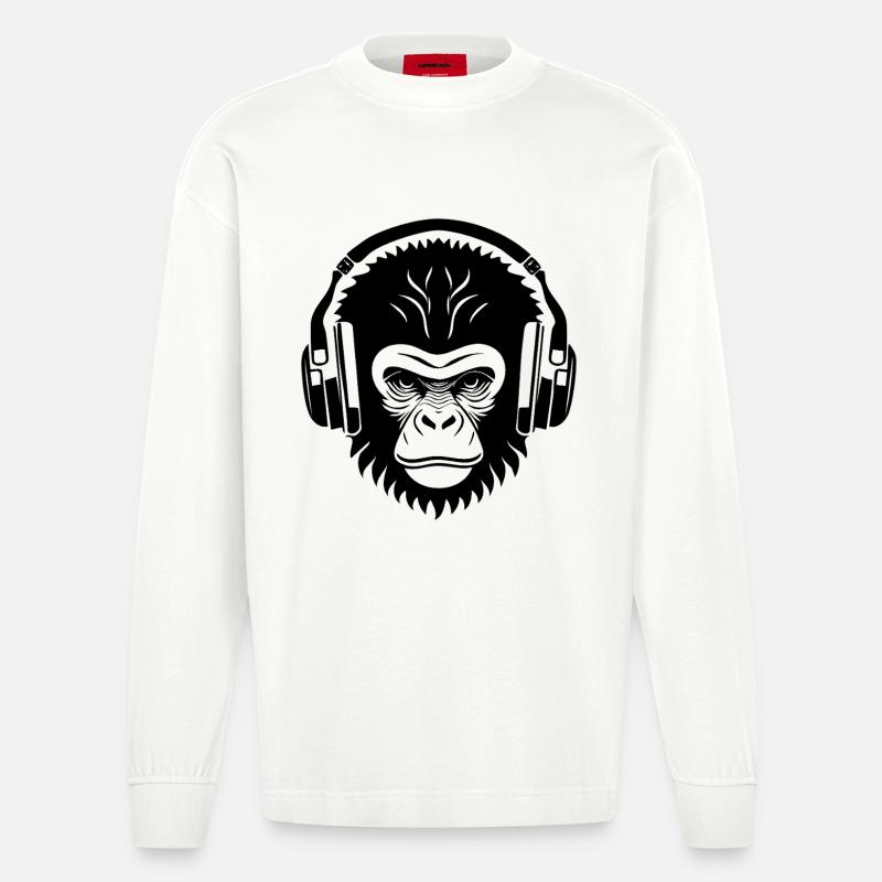 Relaxed Monkey Wireless Headphones Cafe Chemise - Manches longues bio épais oversize fabriqué en UE - OFF WHITE