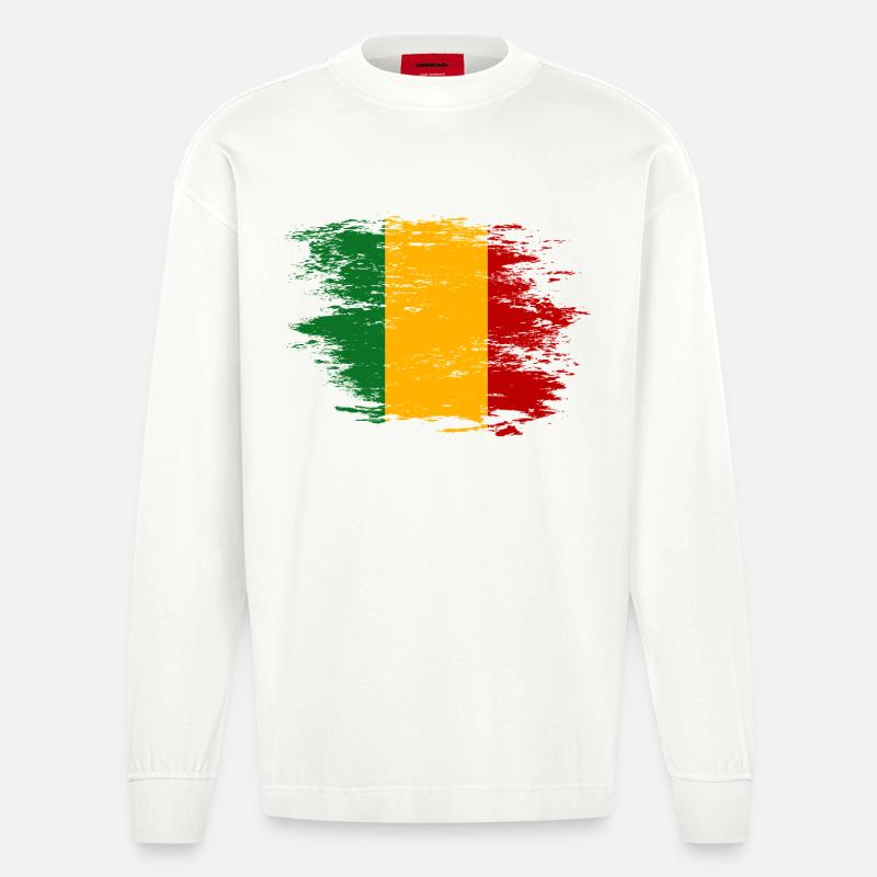 Drapeau du Mali utilisé - Manches longues bio épais oversize fabriqué en UE - OFF WHITE