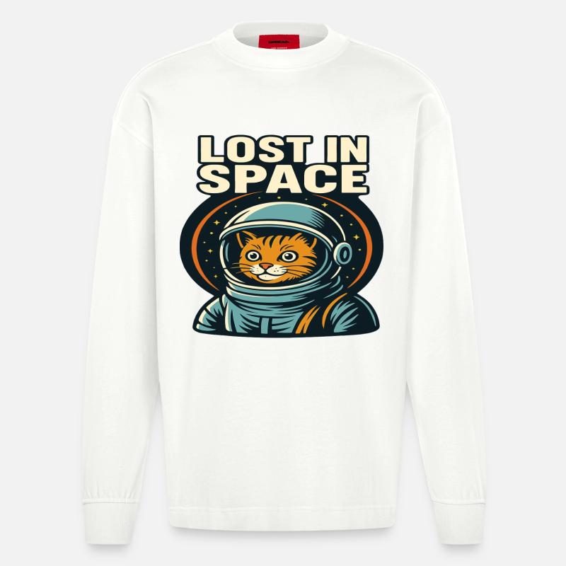 Perdu dans l’espace Katzen Astronaut Design - Manches longues bio épais oversize fabriqué en UE - OFF WHITE