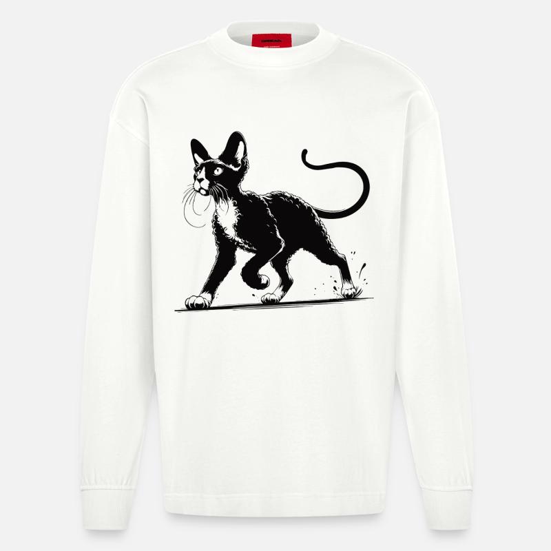 Devon Rex Design – Charmant et unique - Manches longues bio épais oversize fabriqué en UE - OFF WHITE