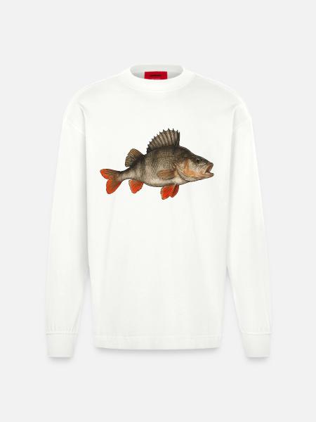 Abborre Abborre Abborre Abborre Fiske Abborre Abborre - Heavyweight Oversized Organic Longsleeve Made in EU - OFF WHITE