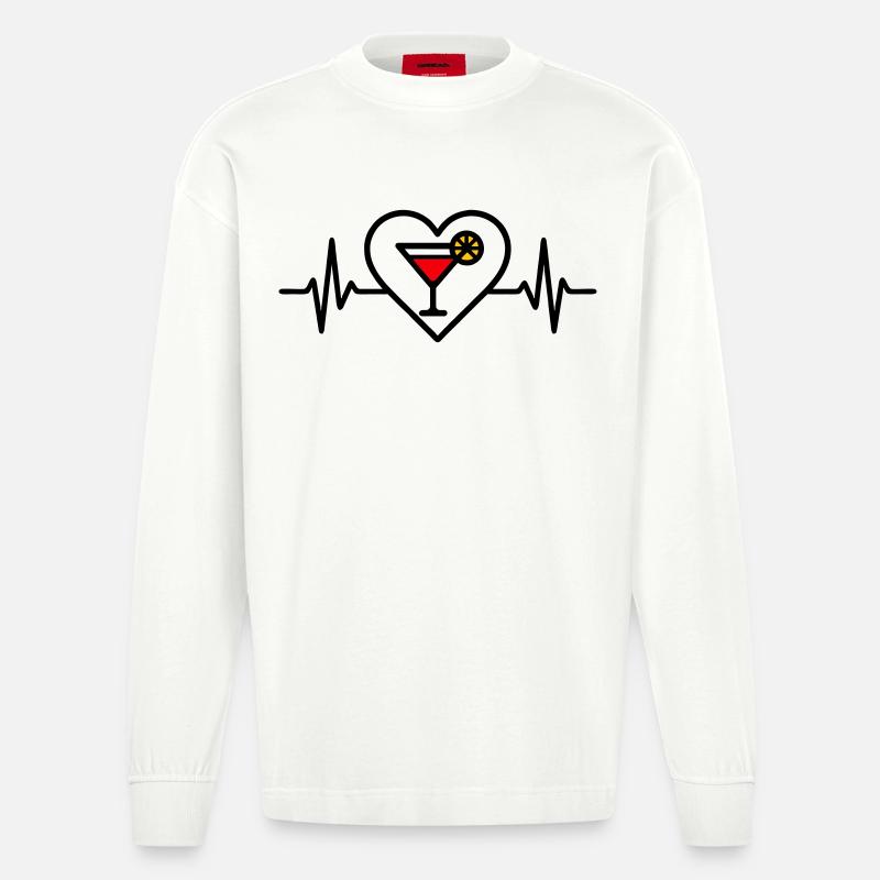 Cocktail Herz Aperitif Getränk - Heavyweight Oversized Organic Langarmshirt Made in EU - OFF WHITE