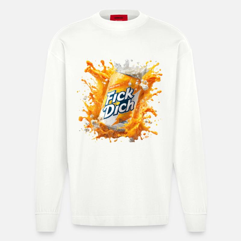 Provokante Spruchdose - Heavyweight Oversized Organic Langarmshirt Made in EU - OFF WHITE