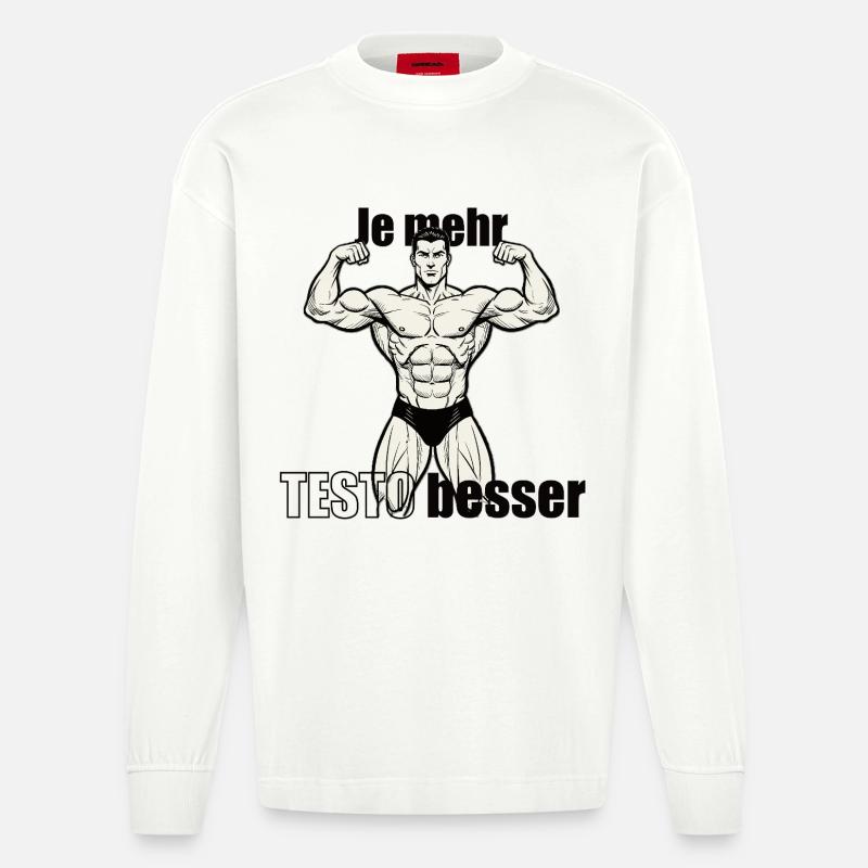 Muscle Hero Power Pose Conception d’impression - Manches longues bio épais oversize fabriqué en UE - OFF WHITE