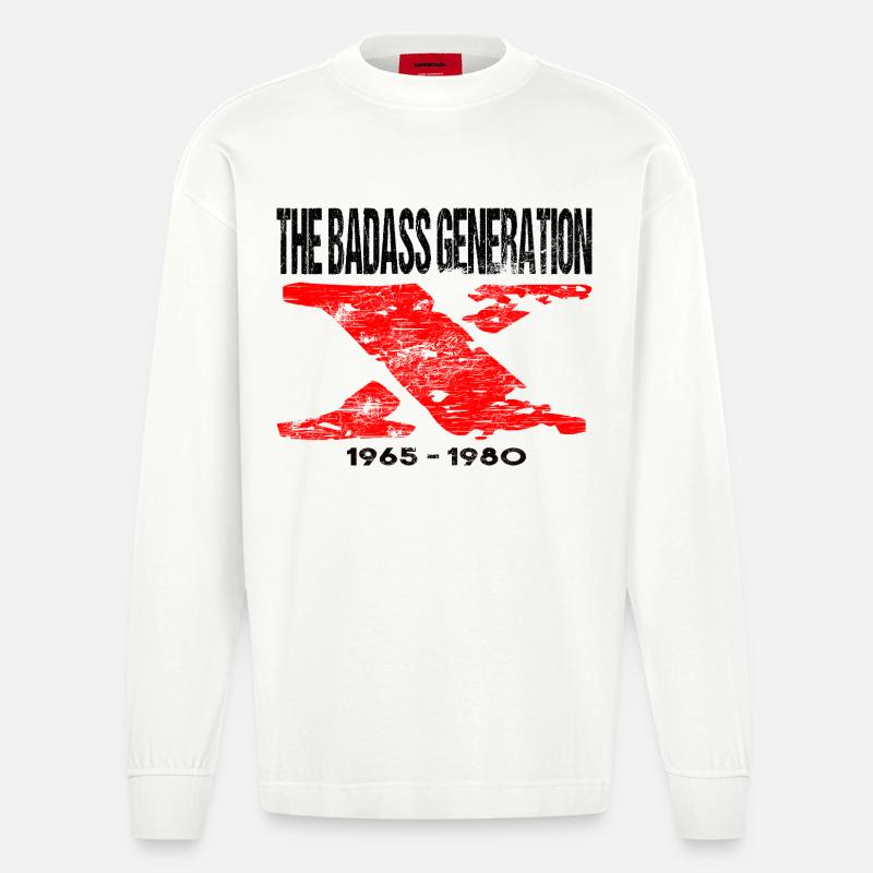 Génération X 1965 1980 Rétro - Manches longues bio épais oversize fabriqué en UE - OFF WHITE