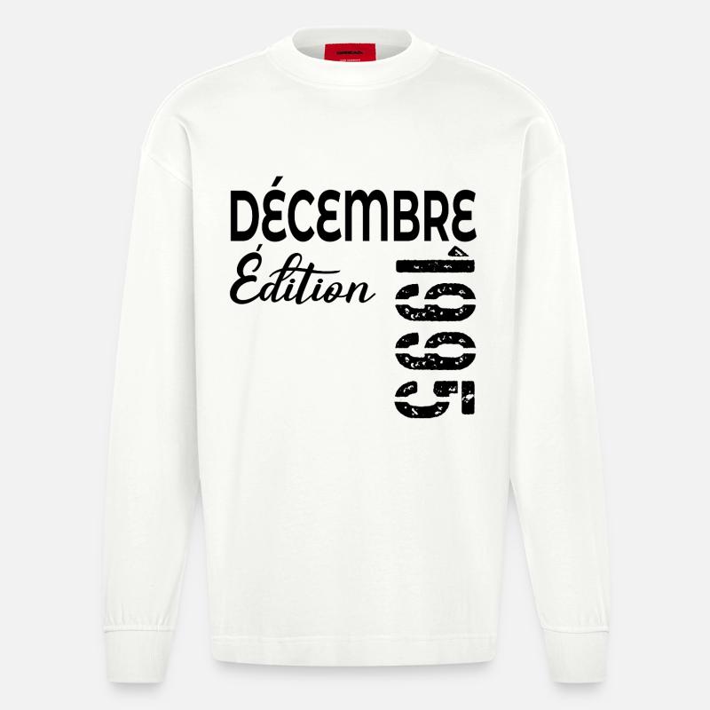 Joyeaux Anniversaire Dezember 1995 - Heavyweight Oversized Organic Langarmshirt Made in EU - OFF WHITE