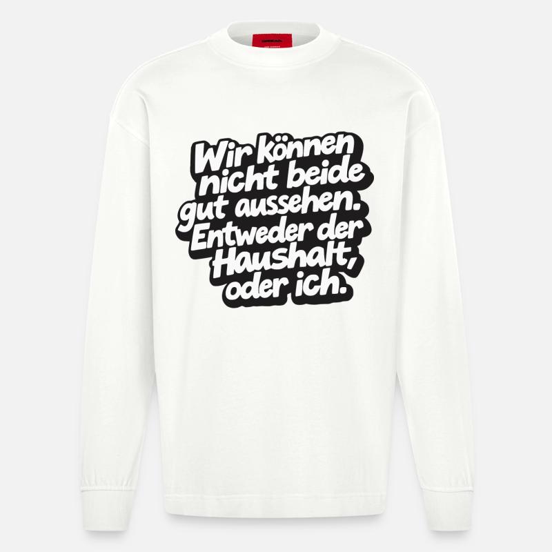 Dire drôle à la maison - Manches longues bio épais oversize fabriqué en UE - OFF WHITE