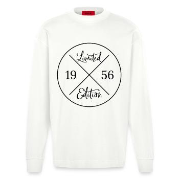Limited edition 1956 - 70. Geburtstag Geschenk - Heavyweight Oversized Organic Langarmshirt Made in EU - OFF WHITE - Vorne