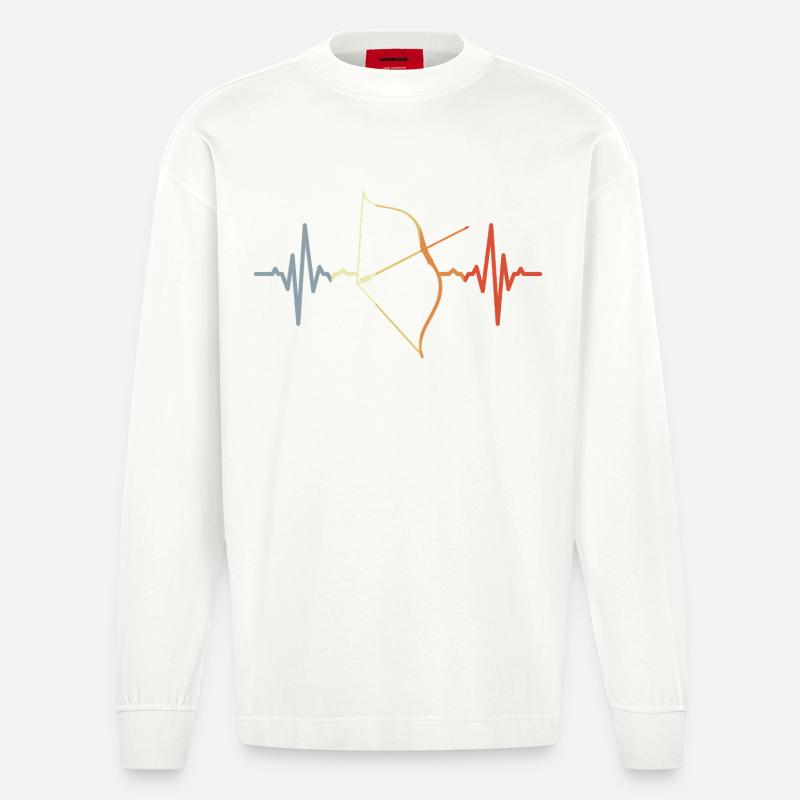 Kompositbogen Kardiogramm - Heavyweight Oversized Organic Langarmshirt Made in EU - OFF WHITE