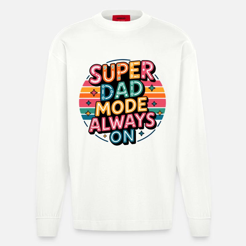 Super Dad Modus Immer An - Heavyweight Oversized Organic Langarmshirt Made in EU - OFF WHITE