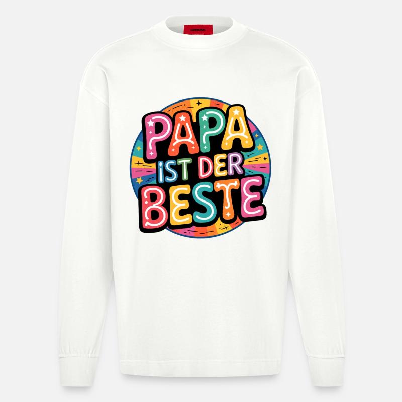 Papa ist der Beste - Heavyweight Oversized Organic Langarmshirt Made in EU - OFF WHITE