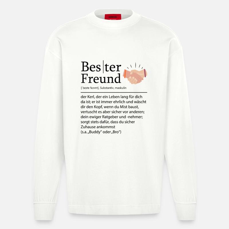 Beste Freunde Definition Freundschaft Geschenk - Heavyweight Oversized Organic Langarmshirt Made in EU - OFF WHITE