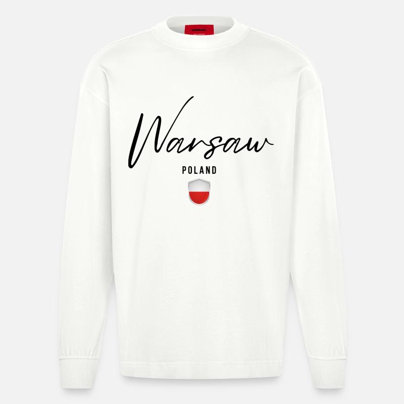 Conception élégante Varsovie, Varsovie Pologne - Manches longues bio épais oversize fabriqué en UE - OFF WHITE