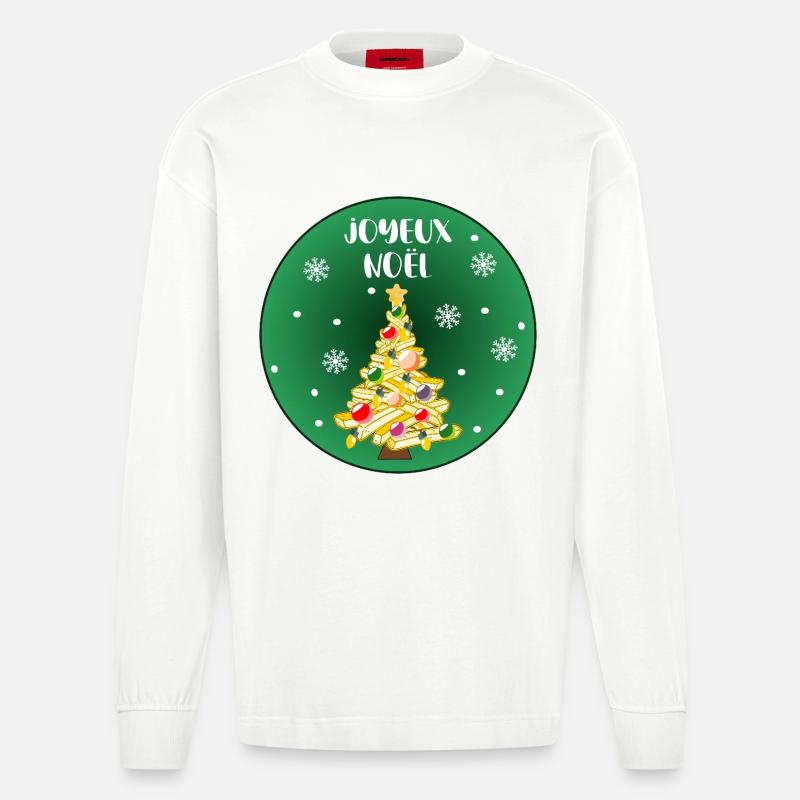 Frohe Weihnachtskartoffeln - Heavyweight Oversized Organic Langarmshirt Made in EU - OFF WHITE