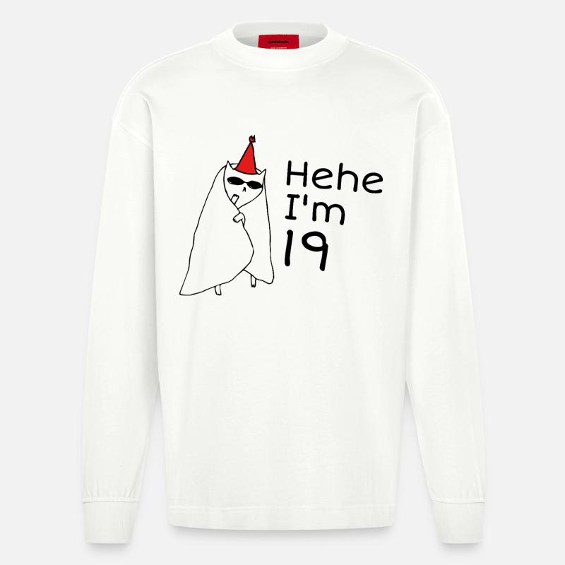 19-jähriges Jubiläumsgeschenk – 19-jähriges Jubiläumsgeschenk - Heavyweight Oversized Organic Langarmshirt Made in EU - OFF WHITE
