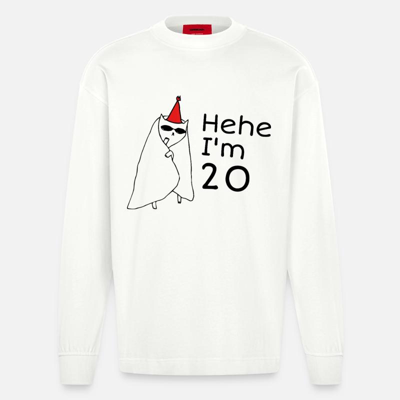 20-jähriges Jubiläum – 20-jähriges Jubiläumsgeschenk - Heavyweight Oversized Organic Langarmshirt Made in EU - OFF WHITE