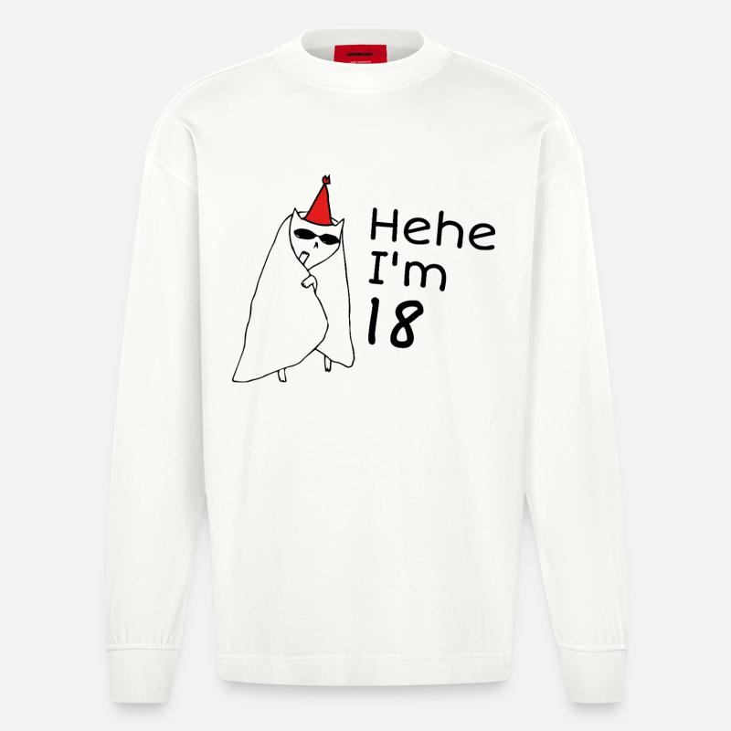 18-jähriges Jubiläum – 18-jähriges Jubiläumsgeschenk - Heavyweight Oversized Organic Langarmshirt Made in EU - OFF WHITE