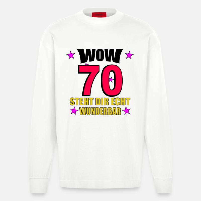 70er Jubiläum Steht Dir Wunderbar - Heavyweight Oversized Organic Langarmshirt Made in EU - OFF WHITE