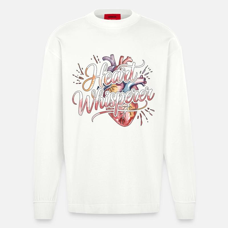 Cardiac Tech Heart Whisperer Pacemaker Technician - Heavyweight Oversized Organic Longsleeve Shirt Made in EU - OFF WHITE