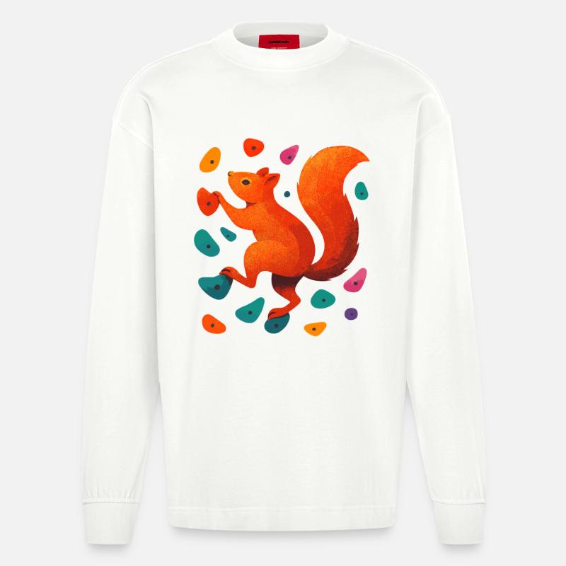 Bouldern Eichhörnchen Klettern Motivation Geschenk - Heavyweight Oversized Organic Langarmshirt Made in EU - OFF WHITE