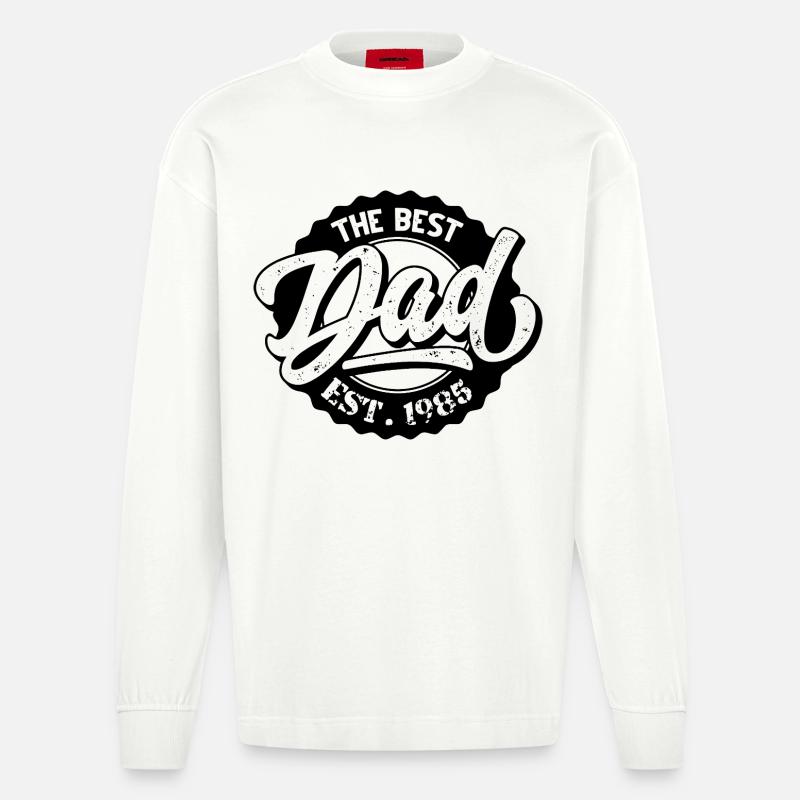 Le Meilleur Papa EST 1985 - Manches longues bio épais oversize fabriqué en UE - OFF WHITE