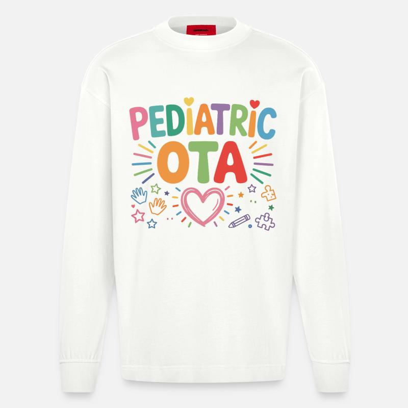 Pädiatrische OTA Farbexplosion - Heavyweight Oversized Organic Langarmshirt Made in EU - OFF WHITE