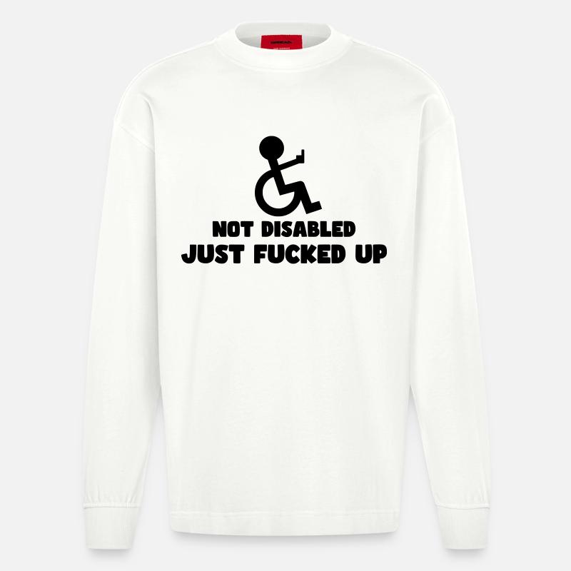 Pas handicapé, juste complètement perdu ! # - Manches longues bio épais oversize fabriqué en UE - OFF WHITE