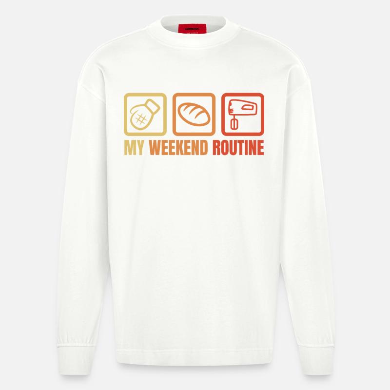 Ma routine du week-end - Manches longues bio épais oversize fabriqué en UE - OFF WHITE