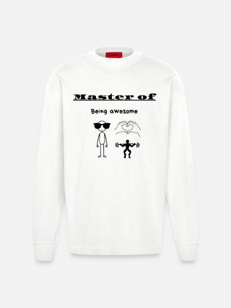 Master of Being awesome - Heavyweight Oversized Organic Longsleeve Shirt Made in EU - OFF WHITE