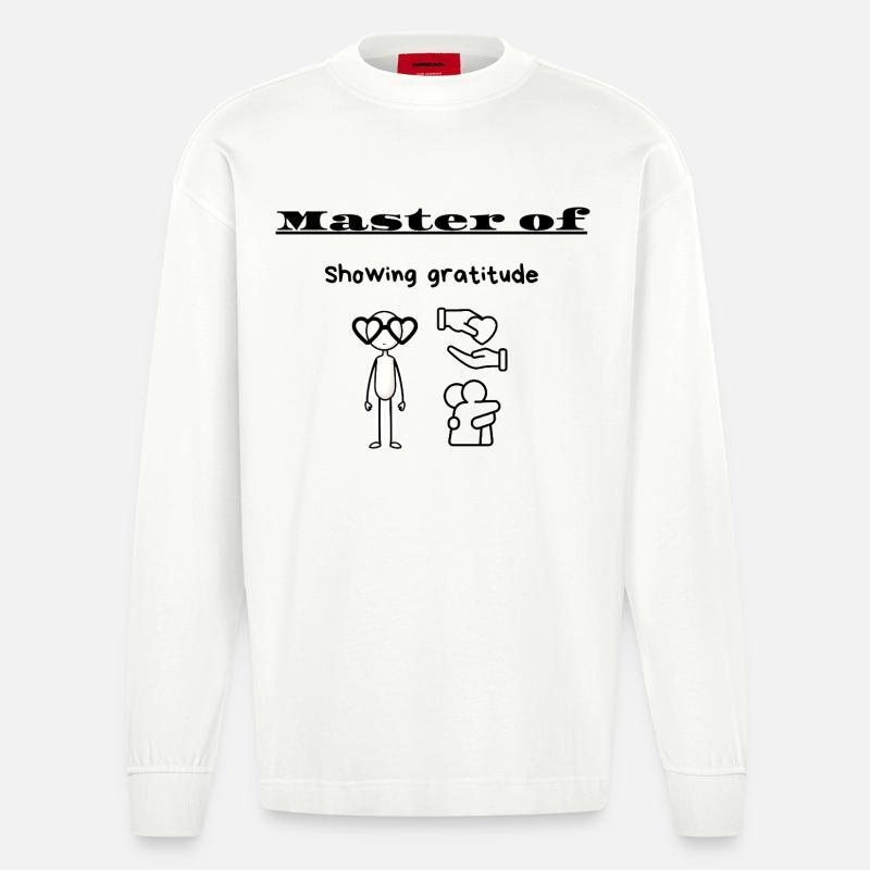 Maître de la reconnaissance - Manches longues bio épais oversize fabriqué en UE - OFF WHITE