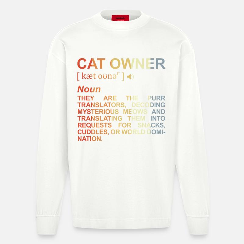 Signification de propriétaire de chat - Manches longues bio épais oversize fabriqué en UE - OFF WHITE