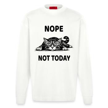 Non, pas aujourd’hui, chat drôle de design apathique - Manches longues bio épais oversize fabriqué en UE - OFF WHITE - Devant