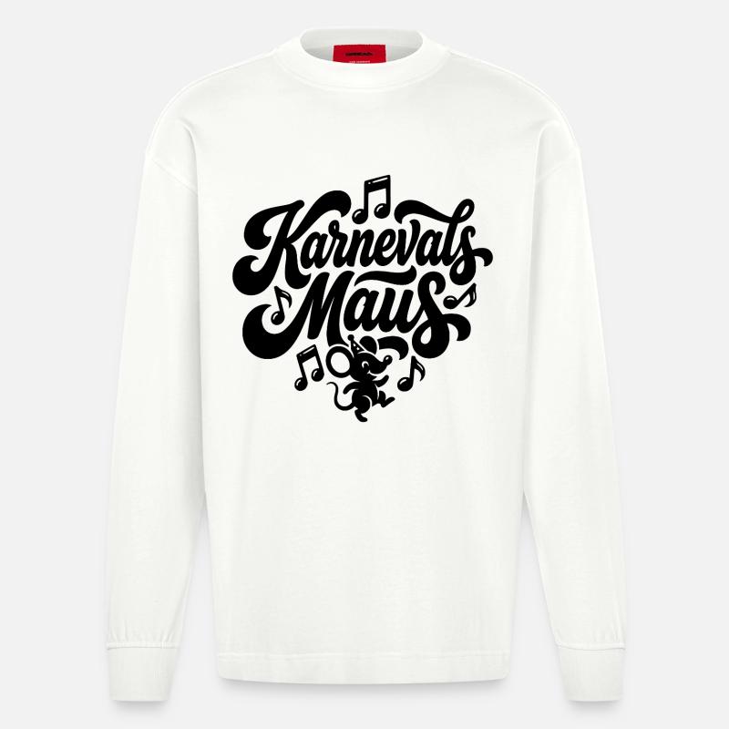 Karnevalsmaus Karneval Köln Kölner Karnevals Maus - Heavyweight Oversized Organic Langarmshirt Made in EU - OFF WHITE