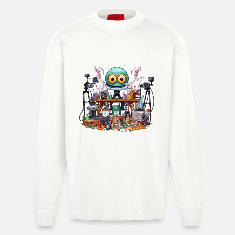 Kreativer Gadget-Workshop Alien - Heavyweight Oversized Organic Langarmshirt Made in EU - OFF WHITE
